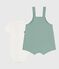 Newborn babies' set with dungarees and a body embroidered in plain cotton PAUL green