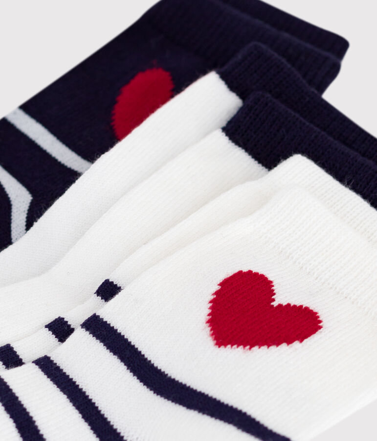 Babies' cotton socks with stripes and hearts - 3-Pack multicolor