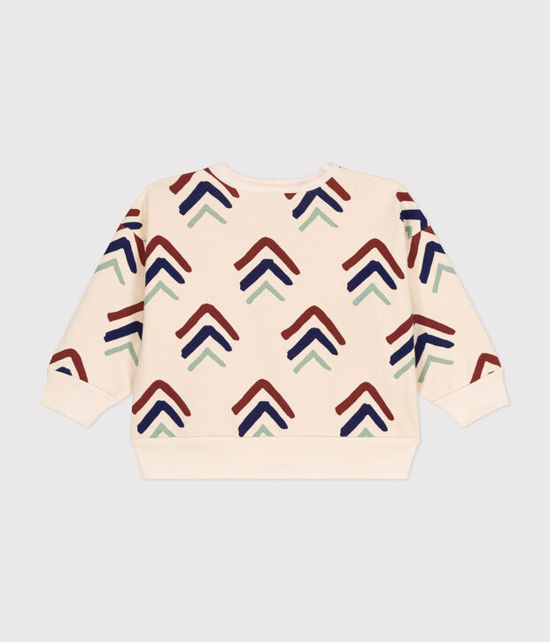 Babies' Fleece Sweatshirt Ecru/blue/multicolor