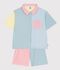 Women's striped cotton button-front pyjama shorts white/multicolor