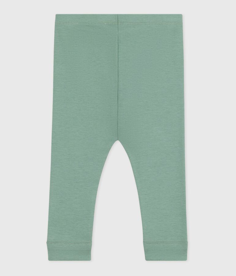Babies' plain cotton leggings green