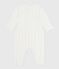 Babies' footless printed cotton pyjama suit MARSHMALLOW /ADRIATIC