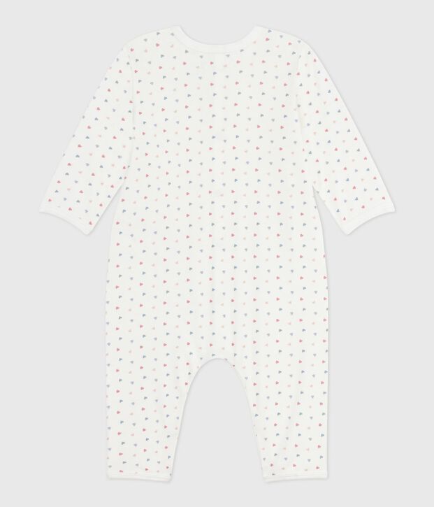 Babies' footless printed cotton pyjama suit white/blue