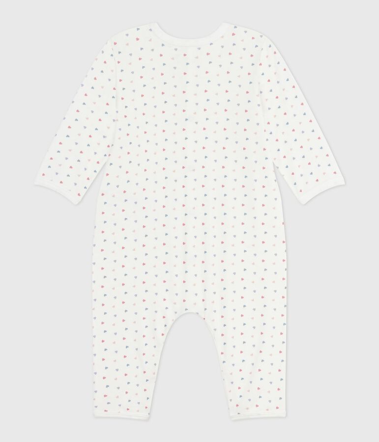 Babies' footless printed cotton pyjama suit white/blue