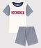 Boys' Blue Pinstriped Short Cotton Pyjamas MARSHMALLOW white/MEDIEVAL blue