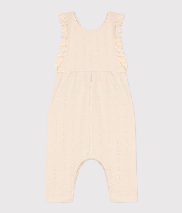 Babies' Decorative Stitch Jersey Jumpsuit Ecru