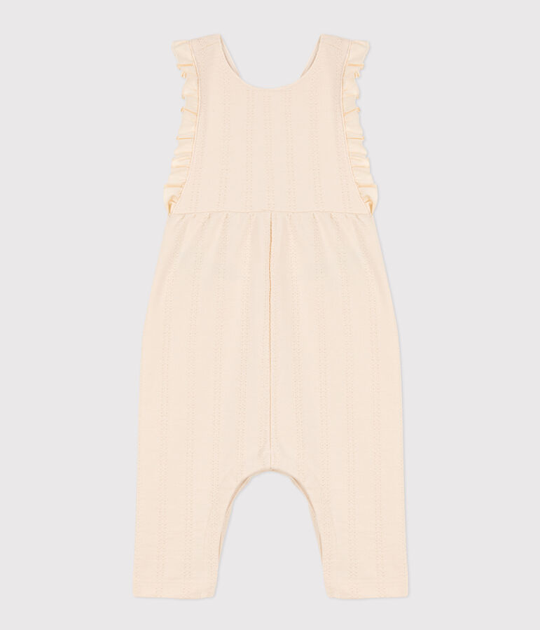 Babies' Decorative Stitch Jersey Jumpsuit Ecru