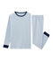 Boys' Ribbed Pyjamas ACIER blue/MARSHMALLOW white