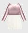 Children's long-sleeved dress in cotton and tulle MILK red/AMARANTE