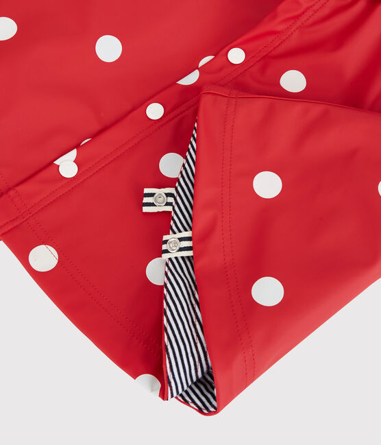 Babies' Spotted Rain Cape TERKUIT red/MARSHMALLOW white