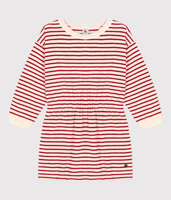 Children's Long-Sleeved Terry Dress AVALANCHE white/STOP