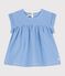 Babies' Organic Cotton Short-Sleeved Blouse BRASIER blue/MARSHMALLOW grey