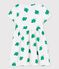 Girls' Short-Sleeved Fleece Dress MARSHMALLOW white/GAZON green