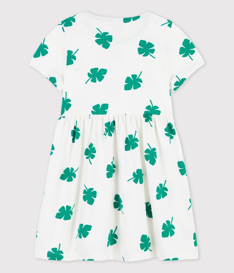 Girls' Short-Sleeved Fleece Dress white/green