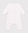 Baby romper in cotton gauze with a small heart print white/multicolor