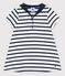 Babies' Thick Organic Jersey Dress With Open Collar MARSHMALLOW white/SMOKING blue