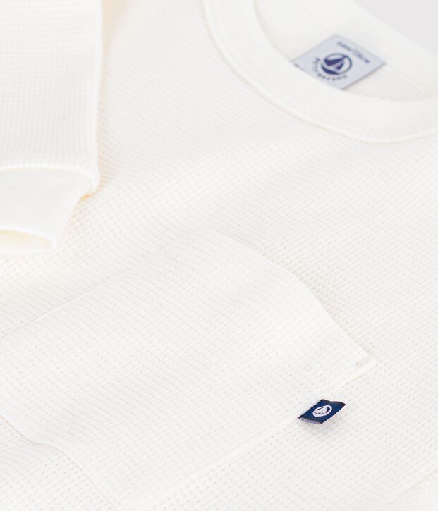 Children's long-sleeved plain cotton T-shirt white