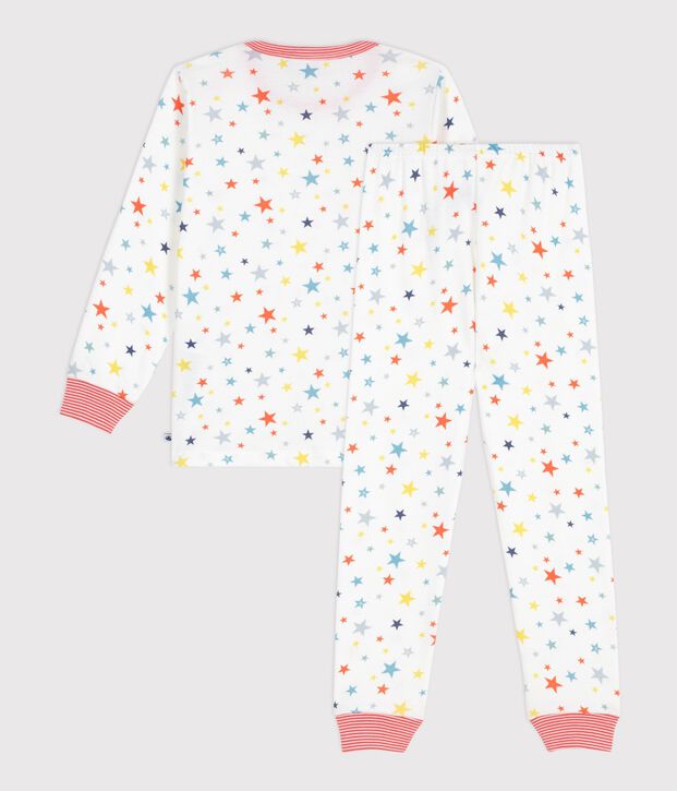 Children's star print cotton pyjamas white/multicolor