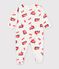 Babies' pyjama suit in tube knit fabric with a printed firefighter design and a back opening white/multicolor
