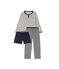 Teenage boys' three-piece pyjama set COQUILLE beige/SMOKING blue