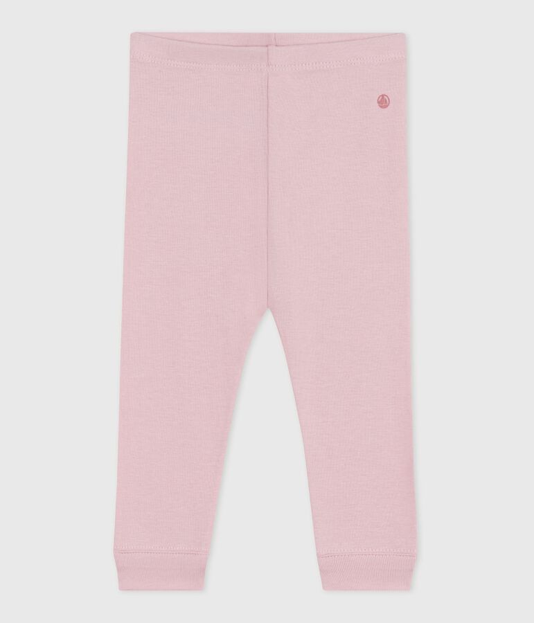 Babies' plain cotton leggings pink