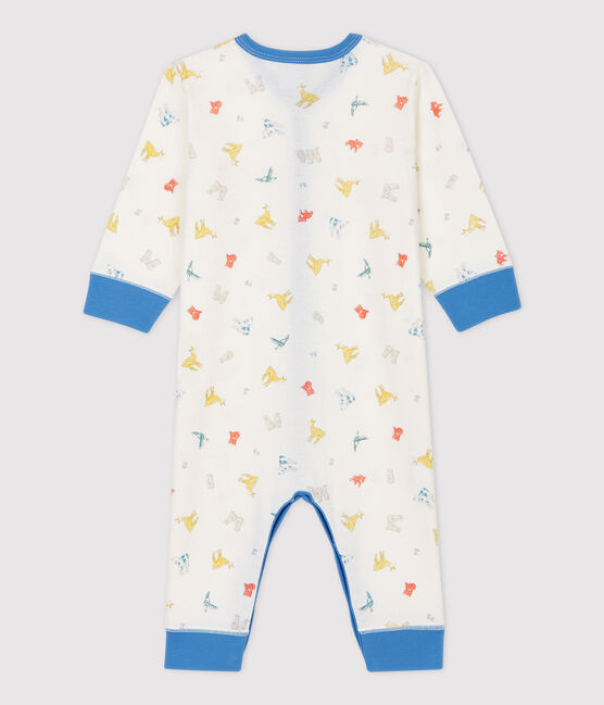 Babies' Footless Animal Patterned Organic Cotton Sleepsuit MARSHMALLOW white/MULTICO white