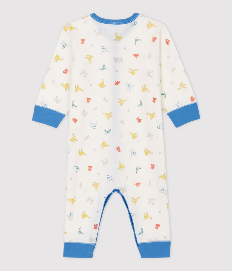Babies' Footless Animal Patterned Organic Cotton Sleepsuit white/multicolor