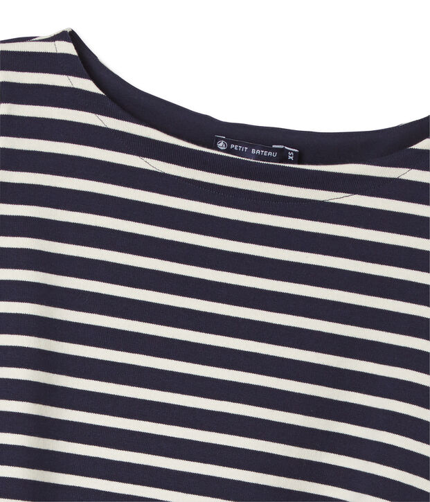 Women's striped top in heavy jersey blue/white