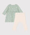 Babies' cotton dress and leggings HERBIER green/MULTICO white