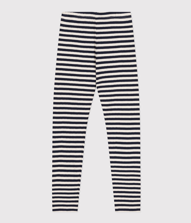 Girls' tube knit leggings blue/white