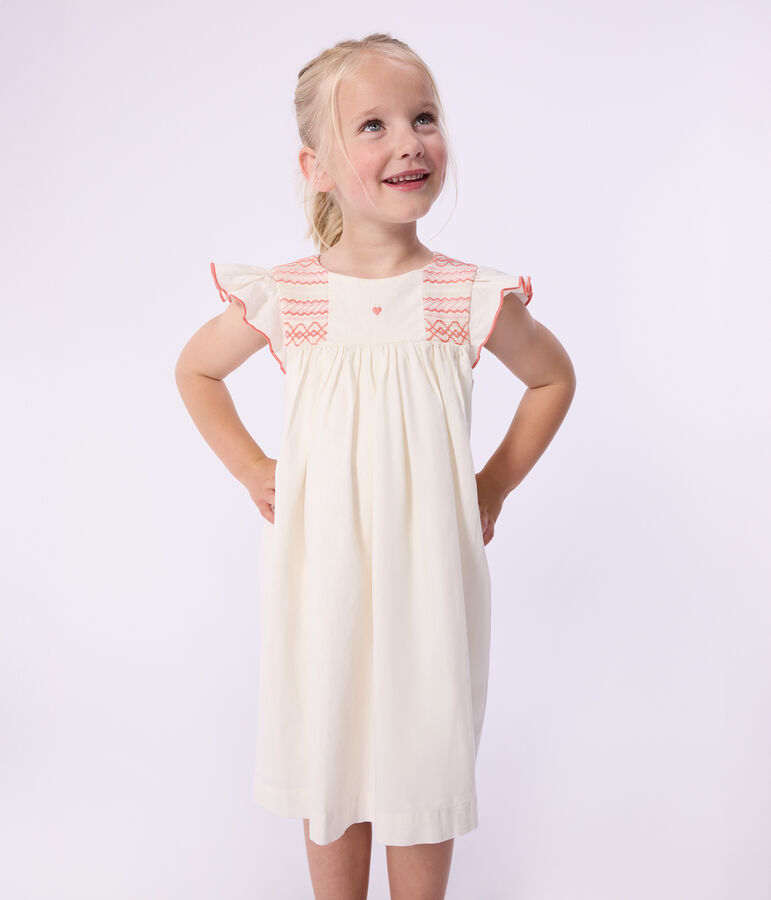 Children's short-sleeved cotton dress white