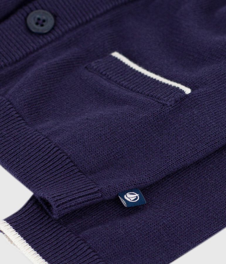 Babies' plain cotton cardigan blue