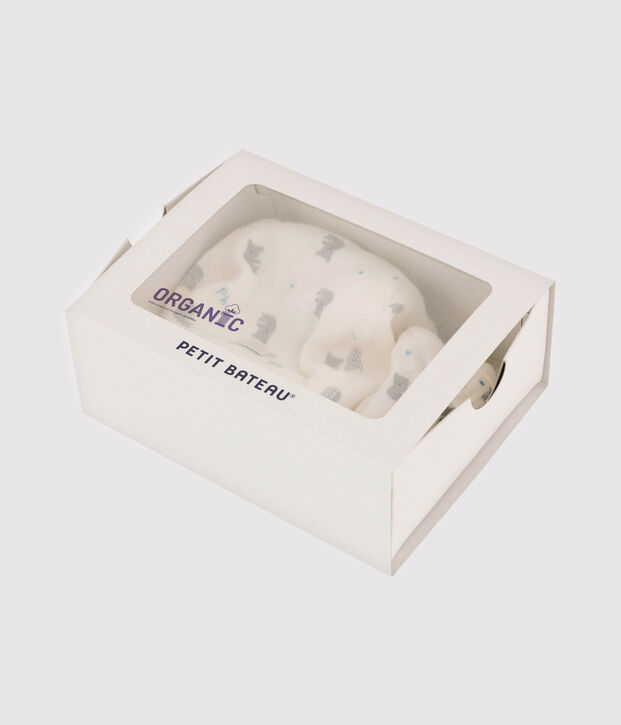 Newborn Babies' Bonnet and Mittens Set in Rib Knit multicolor