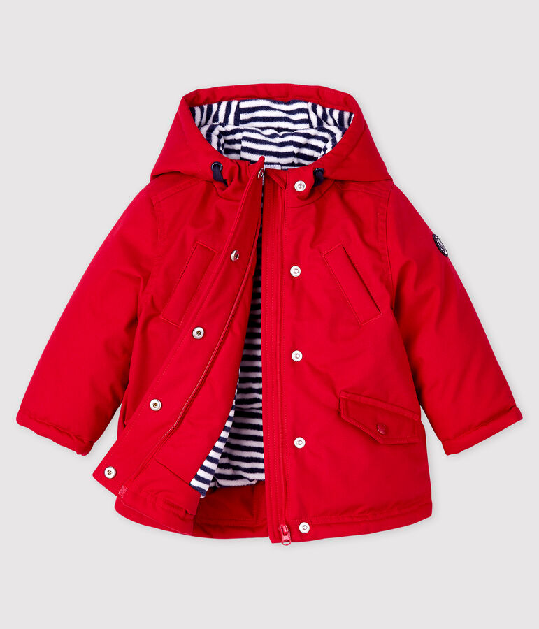 Baby boy's mid-length parka red