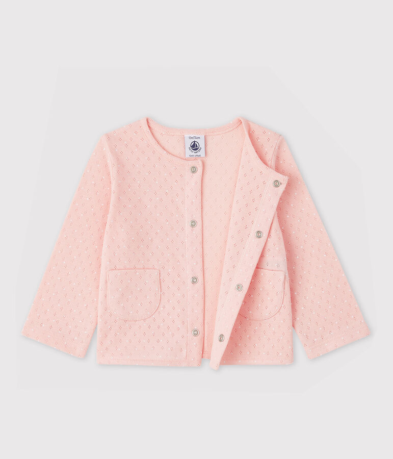 Baby Girls' Ribbed Cardigan pink/white