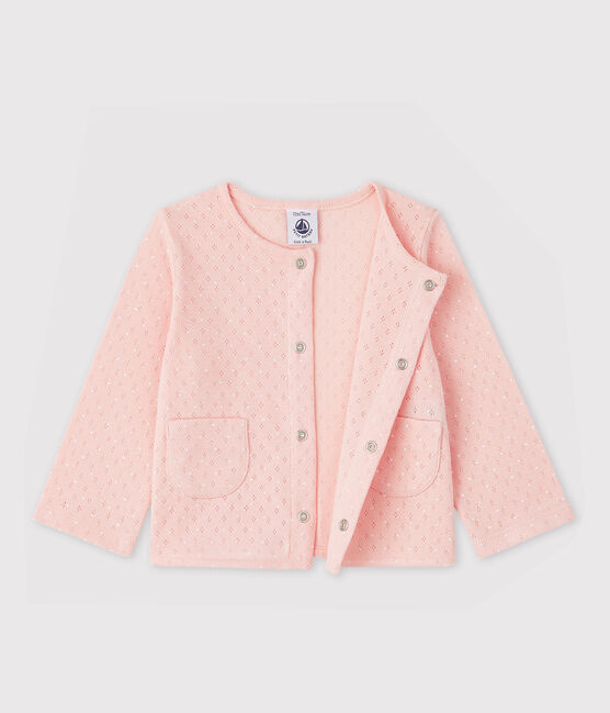 Baby Girls' Ribbed Cardigan MINOIS pink/ECUME white