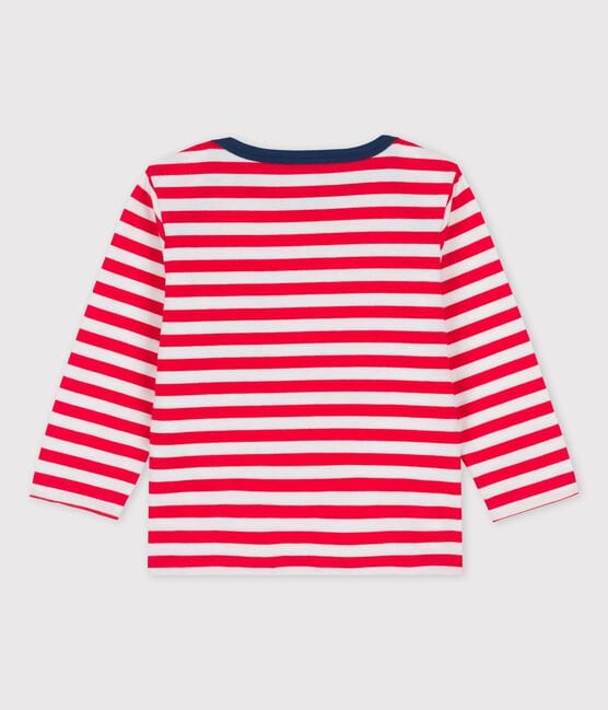 Babies' Striped Jersey Long-Sleeved T-Shirt PEPS red/MARSHMALLOW white
