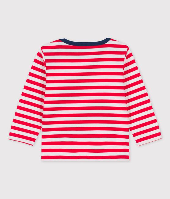 Babies' Striped Jersey Long-Sleeved T-Shirt PEPS red/MARSHMALLOW white