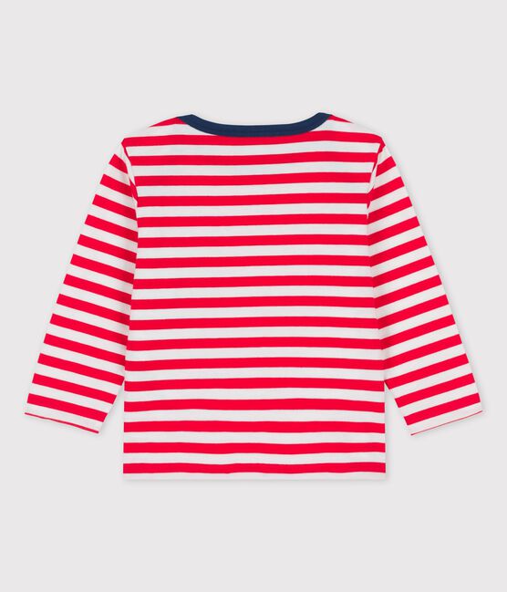 Babies' Striped Jersey Long-Sleeved T-Shirt PEPS red/MARSHMALLOW white