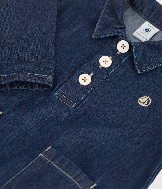 Babies' Long-Sleeved Light Denim Dress DENIM blue