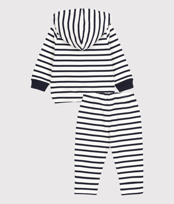 Babies' Organic Striped Clothing - 2-Piece Set MARSHMALLOW white/SMOKING blue