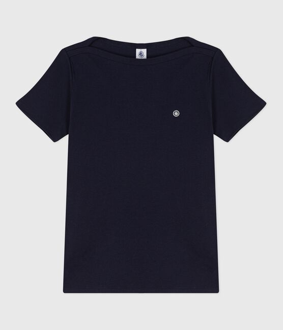 Iconic Women's Admiral Collar Cotton T-Shirt  SMOKING blue