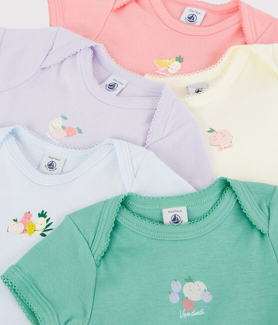 Baby Girls' Short-Sleeved Fruit Pattern Bodysuit - 5-Pack variante 1