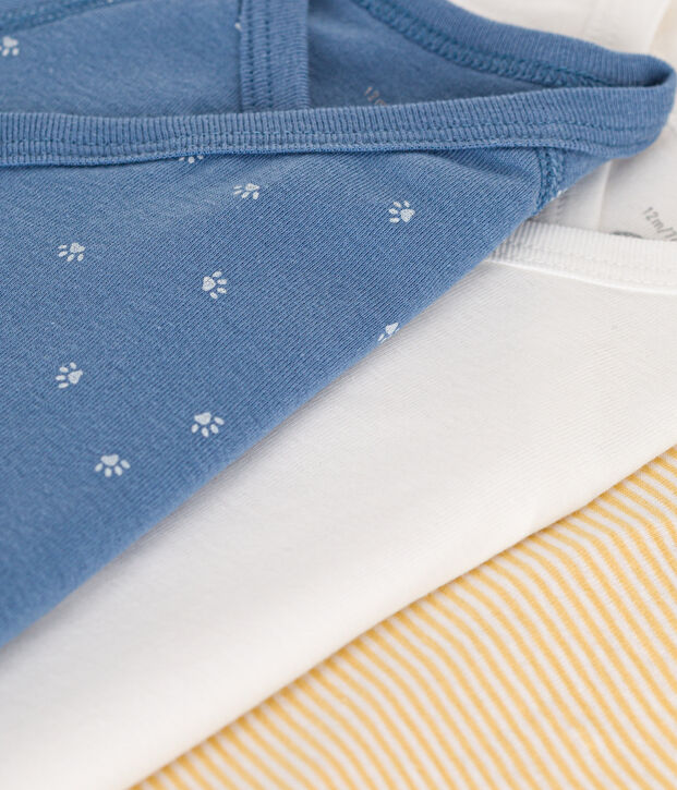 Babies' Long-Sleeved Wrapover Cotton Bodysuits - 3-Pack multicolor