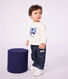 Babies' long-sleeved plain cotton T-shirt with a motif