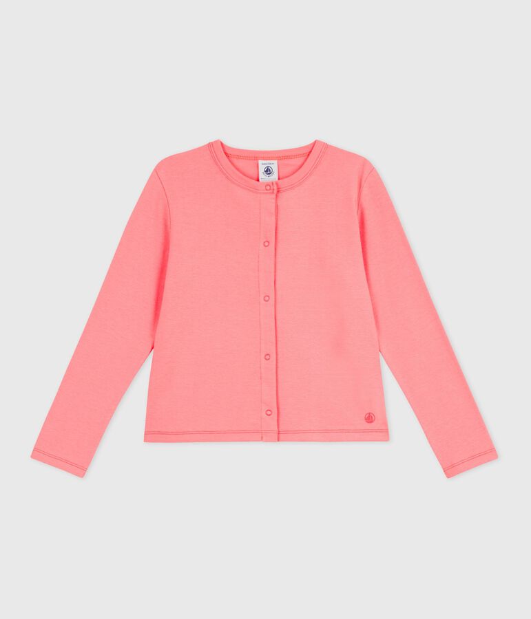Children's plain cotton cardigan pink
