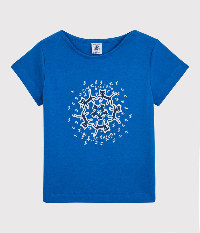 Girls' Short-Sleeved Organic Cotton T-Shirt blue