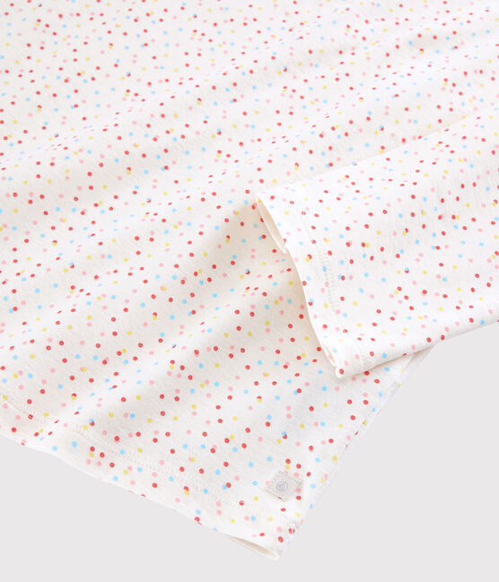 Girls'/Women's Multicoloured Spotted Organic Cotton Pyjamas MARSHMALLOW white/MULTICO white