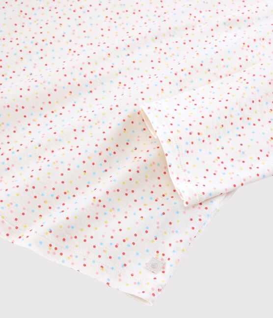 Girls'/Women's Multicoloured Spotted Organic Cotton Pyjamas MARSHMALLOW white/MULTICO white