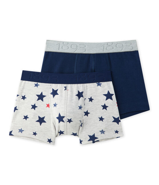 Pack of 2 boy's printed and plain stretch jersey boxers SPECIAL LOT 00